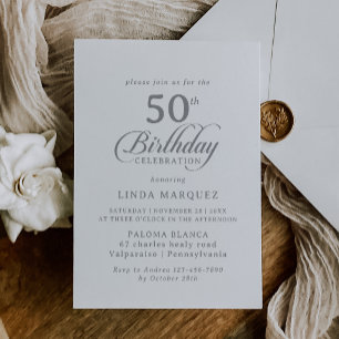Klassisch-elegante Kalligrafie zum 50. Geburtstag Einladung