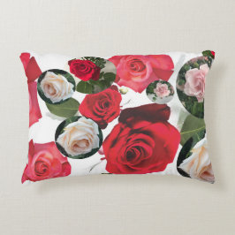Klassisch elegante Rot, Creme, Rosa Rosen Dekokissen