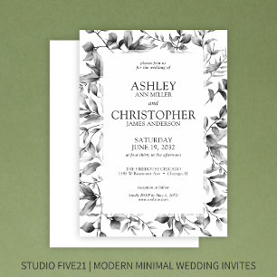 Klassisch elegante Rustikale Hochzeit an der blühe Einladung