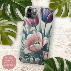 Klassisch elegante Tulpen, feine botanische Kunstz Case-Mate iPhone Hülle