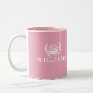 Klassisch Elegantes Rosa Personalisierter Name Mon Zweifarbige Tasse