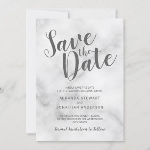 Klassisch elegantes weißes Marmor Hochzeit speiche Save The Date