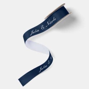 Klassisch Elfenbein Navy Blau Hochzeit benutzerdef Satinband