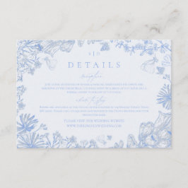 Klassisch französisch Blau Weiß Blumen Hochzeitsei Begleitkarte