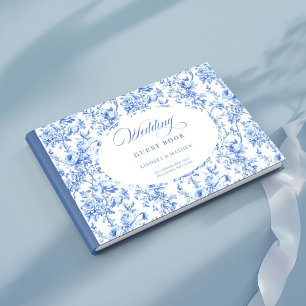 Klassisch französische blaue Rosen Toile Gästebuch