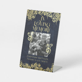 Klassisch Geblüht Hochzeit in Blu und Gold Sockelschild