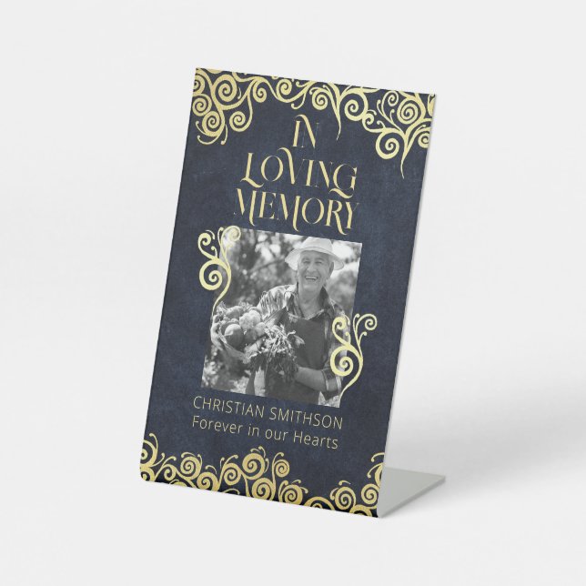 Klassisch Geblüht Hochzeit in Blu und Gold Sockelschild (Vorderseite)