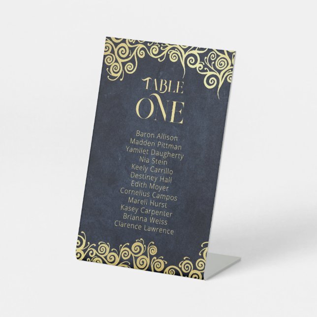 Klassisch Geblüht Hochzeit in Blu und Gold Sockelschild (Vorderseite)