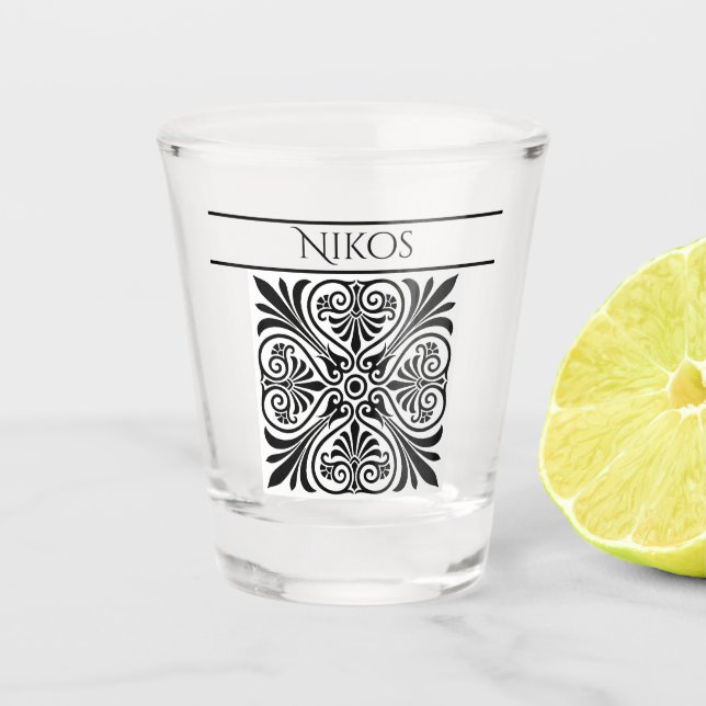 Klassisch griechisch inspiriert personalisiert  schnapsglas (Vorderseite)