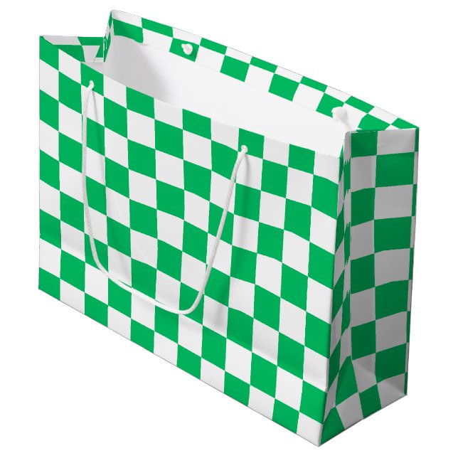Klassisch grün kariert  große geschenktüte (Vorderseite Schrägansicht)
