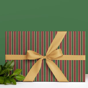 Klassisch Grün Rot Gold Gestreift Geschenkpapier
