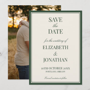 Klassisch Grüne Alte Geld Elegante Foto Hochzeit Save The Date