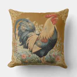Klassisch, Hahn und Blumenmuster, Vintage Kissen