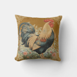 Klassisch, Hahn und Blumenmuster, Vintage Kissen
