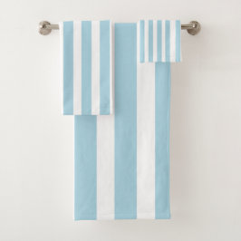 Klassisch hell Blau und weiß gestreift Badhandtuch Set
