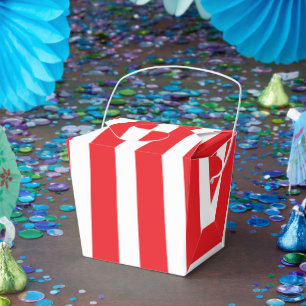 Klassisch hell rot und weiß gestreifte Kleine Ausl Geschenkschachtel