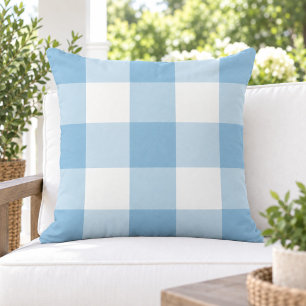 Klassisch Himmelblau Weiß Große Gingham Karos Kissen