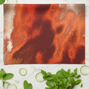 Klassisch in intensiven Rot-Korallen-Farbtönen Geschirrtuch