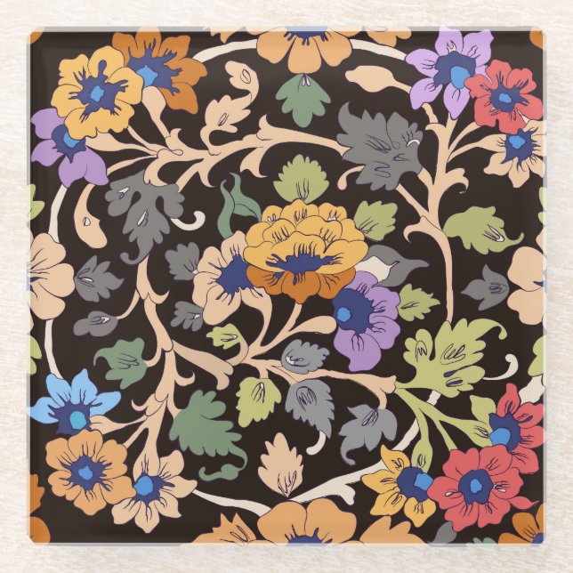 Klassisch islamisch: florale Nahtlose Ornamente Glasuntersetzer (Vorderseite)