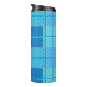 Klassisch königliche himmelblaue Karo-Ästhetik Thermosbecher