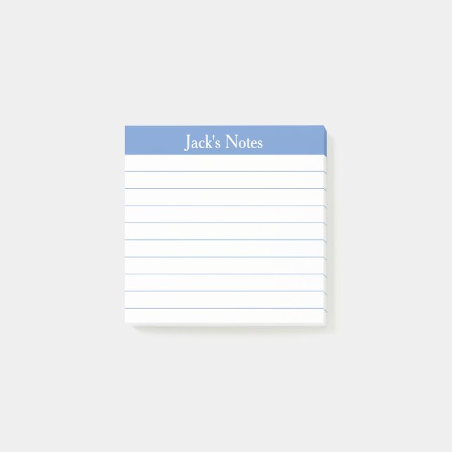 Klassisch leichte blaue liniierte Personalisierte  Post-it Klebezettel (Vorderseite)