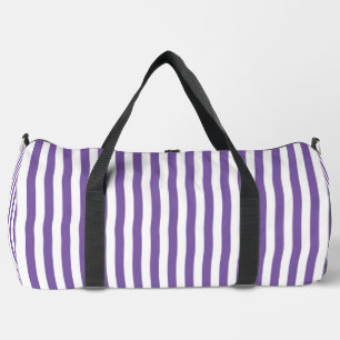 Klassisch Lila und Weiß Vertikal Gestreift Duffle Bag