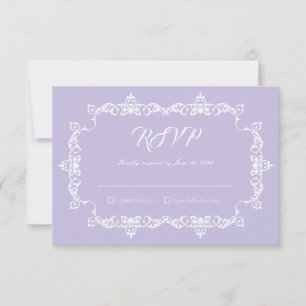 Klassisch lila violette aufwendig gerahmte Hochzei RSVP Karte