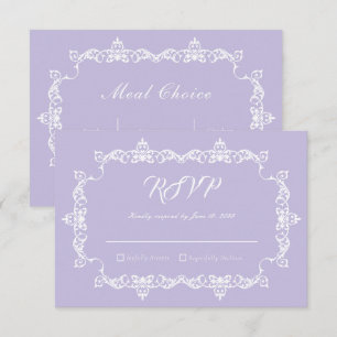Klassisch lila violette aufwendig gerahmte Hochzei RSVP Karte