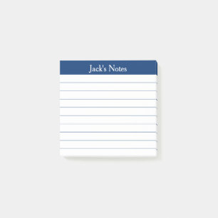 Klassisch Marineblau liniert personalisiert leicht Post-it Klebezettel