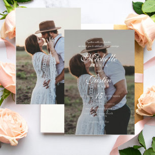 Klassisch minimalist elegante Foto-Hochzeit  Einladung