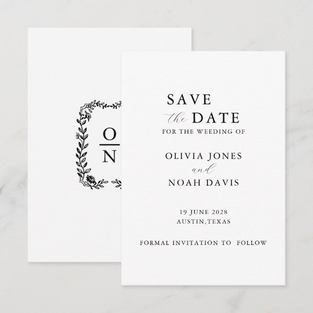 KLASSISCH MINIMALISTISCH ELEGANT EINFACHE SAVE-THE SAVE THE DATE (Vorne/Hinten)