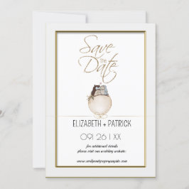 Klassisch minimalistisch ,Eulen in Liebe Save the  Einladung