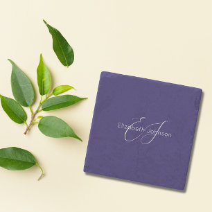 klassisch minimalistischer Blau-Weiß-Name individu Steinuntersetzer