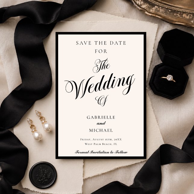 Klassisch minimalistisches altes Geld Schwarz Elfe Save The Date (Von Creator hochgeladen)