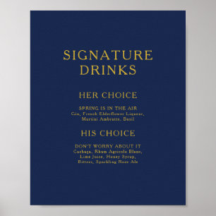Klassisch minimalistisches Navyblau-Gold-Signaturg Poster