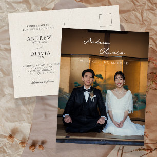 Klassisch minimalistisches traditionelles Hochzeit Postkarte