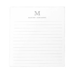 Klassisch Modern Einfache Silber-Graue Monogramm L Notizblock