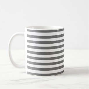 Klassisch, modern grau und weiß, horizontal gestre kaffeetasse