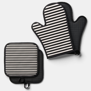Klassisch, modern schwarz und weiß, horizontal ges ofenhandschuh & Topflappen-Set