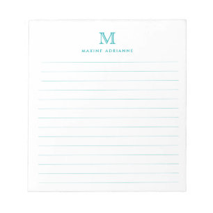 Klassisch Moderne Aquamarin grüne Monogramm-Linse Notizblock