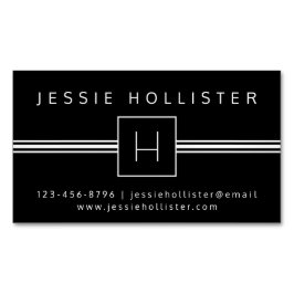 Klassisch Modernes Berufliches Monogramm Schwarz & Magnetische Visitenkarte