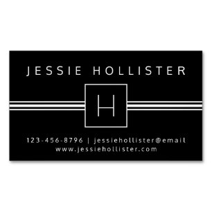 Klassisch Modernes Berufliches Monogramm Schwarz & Magnetische Visitenkarte