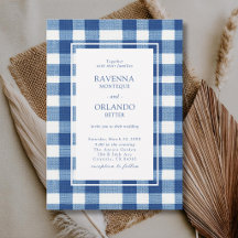 Klassisch Navy Baby Blau Kariert Gingham Hochzeit