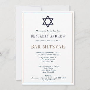 Klassisch Navy Blau Gold Stern Bar Mizwa Einladung