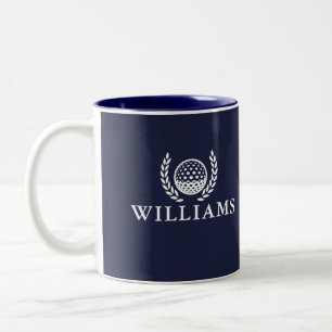 Klassisch Navy Blau Personalisierter Name Monogram Zweifarbige Tasse