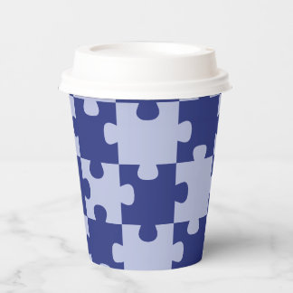 Klassisch Navy Blau Puzzleteil Nahtlos Pappbecher