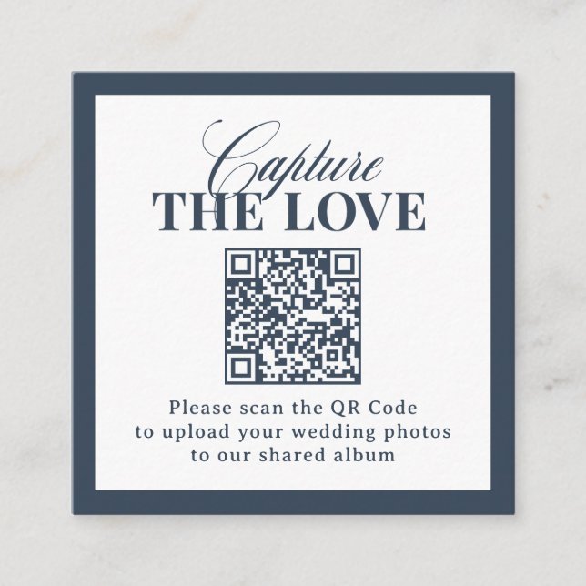 Klassisch Navy Blau QR-Code Hochzeit - Erfasse die Begleitkarte (Vorderseite)