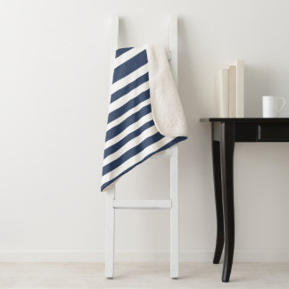 Klassisch Navy Blau Streifen | Zeitloses Nautical Sherpadecke