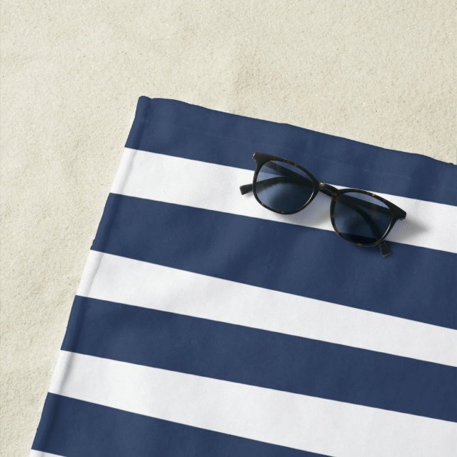 Klassisch Navy Blau Streifen | Zeitloses Nautical  Strandtuch (Beispiel)