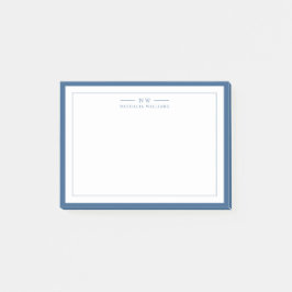 Klassisch Navy Blau Zwei-Rahmen-Monogramm-Linien Post-it Klebezettel